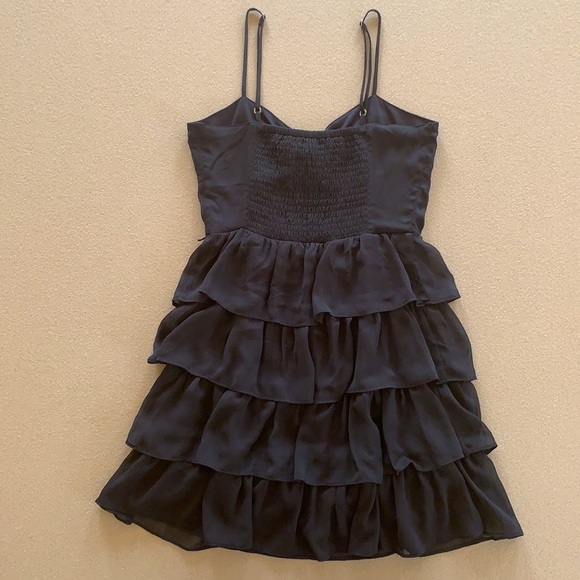 Aeropostale Tiered Ruffle Dress Spaghetti Straps Chiffon Black Medium M - Picture 2 of 10